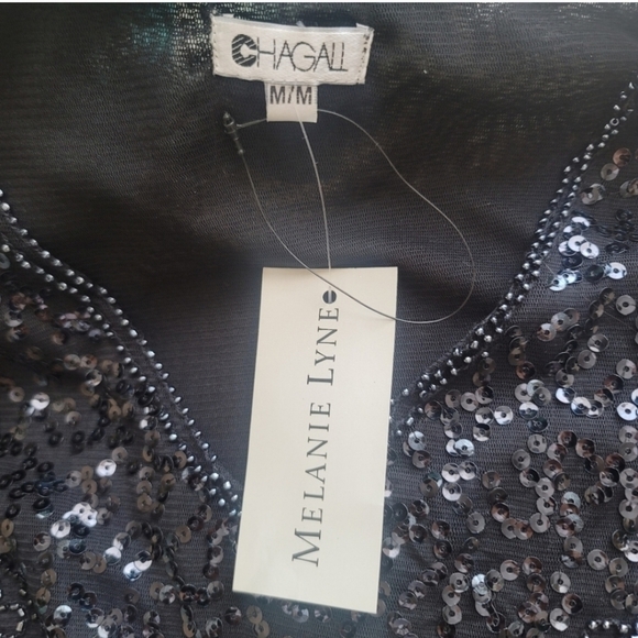 NWT Melanie Lyne Textured Sequins Chiffon Long Sleeve Top  Size Medium - Picture 13 of 13